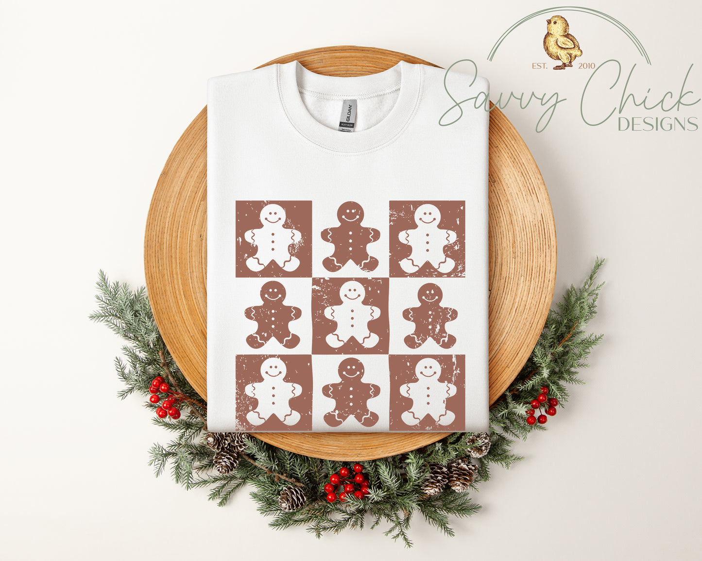 Checkered Gingerbread Christmas Sweatshirt