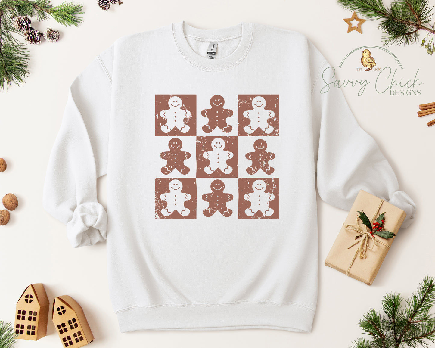 Checkered Gingerbread Christmas Sweatshirt