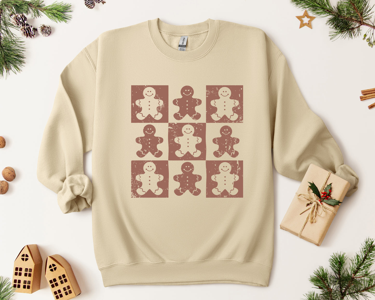 Checkered Gingerbread Christmas Sweatshirt