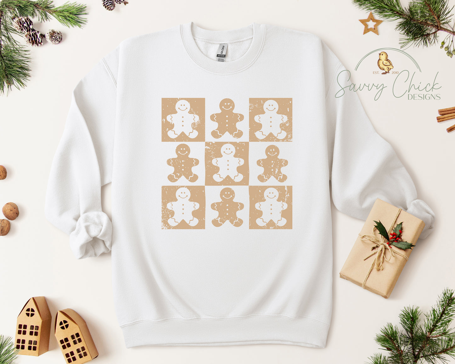 Checkered Gingerbread Christmas Sweatshirt