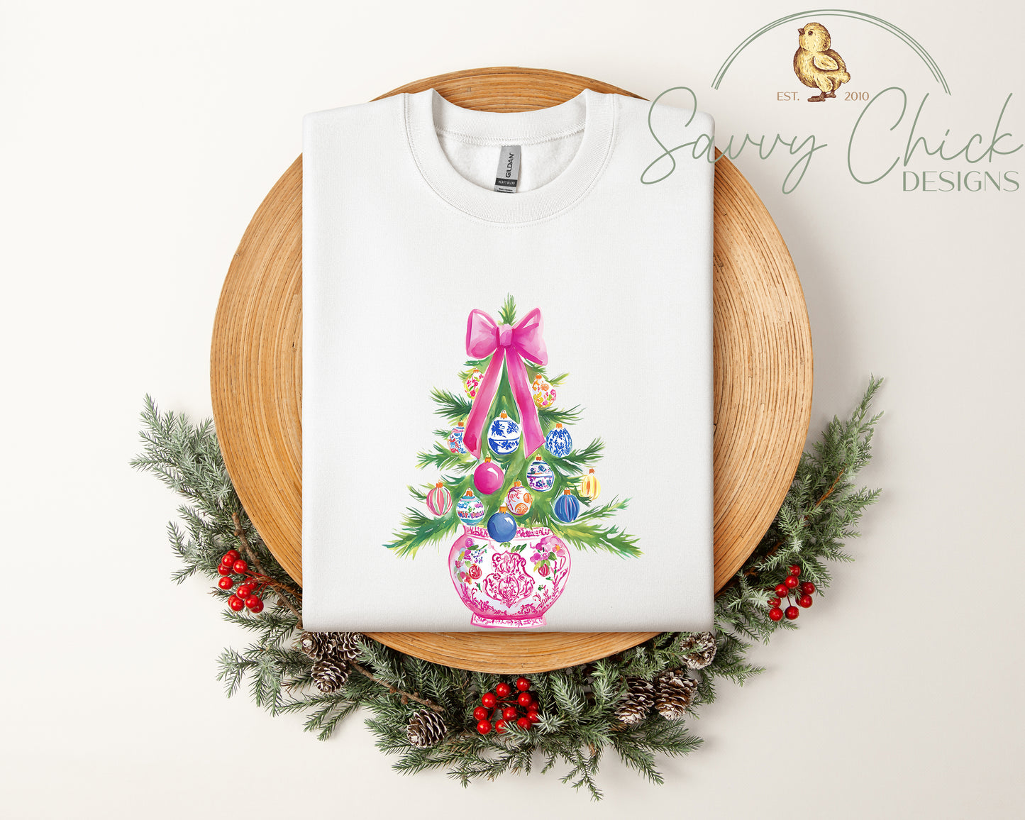 Pink Chinoi Christmas Tree Sweatshirt