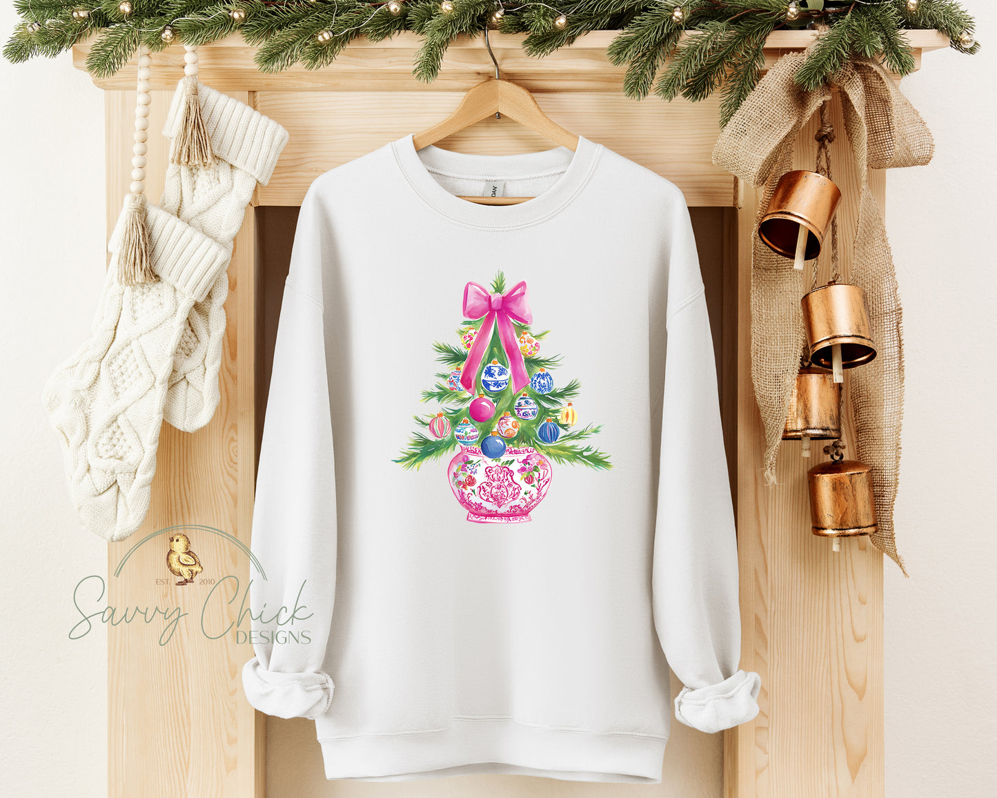 Pink Chinoi Christmas Tree Sweatshirt