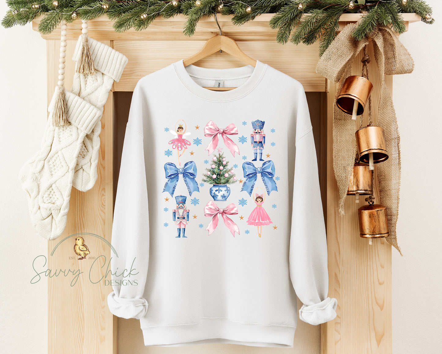 Preppy Pink Nutcracker & Coquettes Christmas Sweatshirt