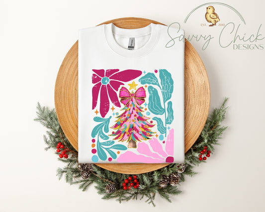 Preppy & Pink Christmas Tree Sweatshirt