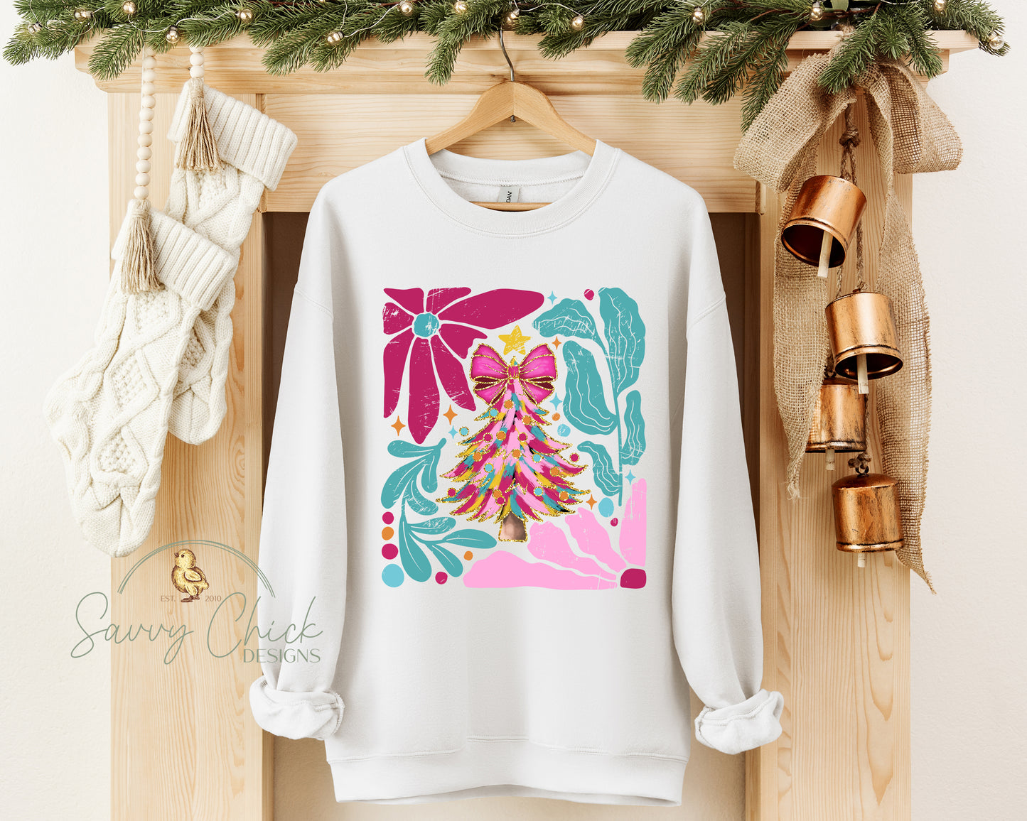 Preppy & Pink Christmas Tree Sweatshirt