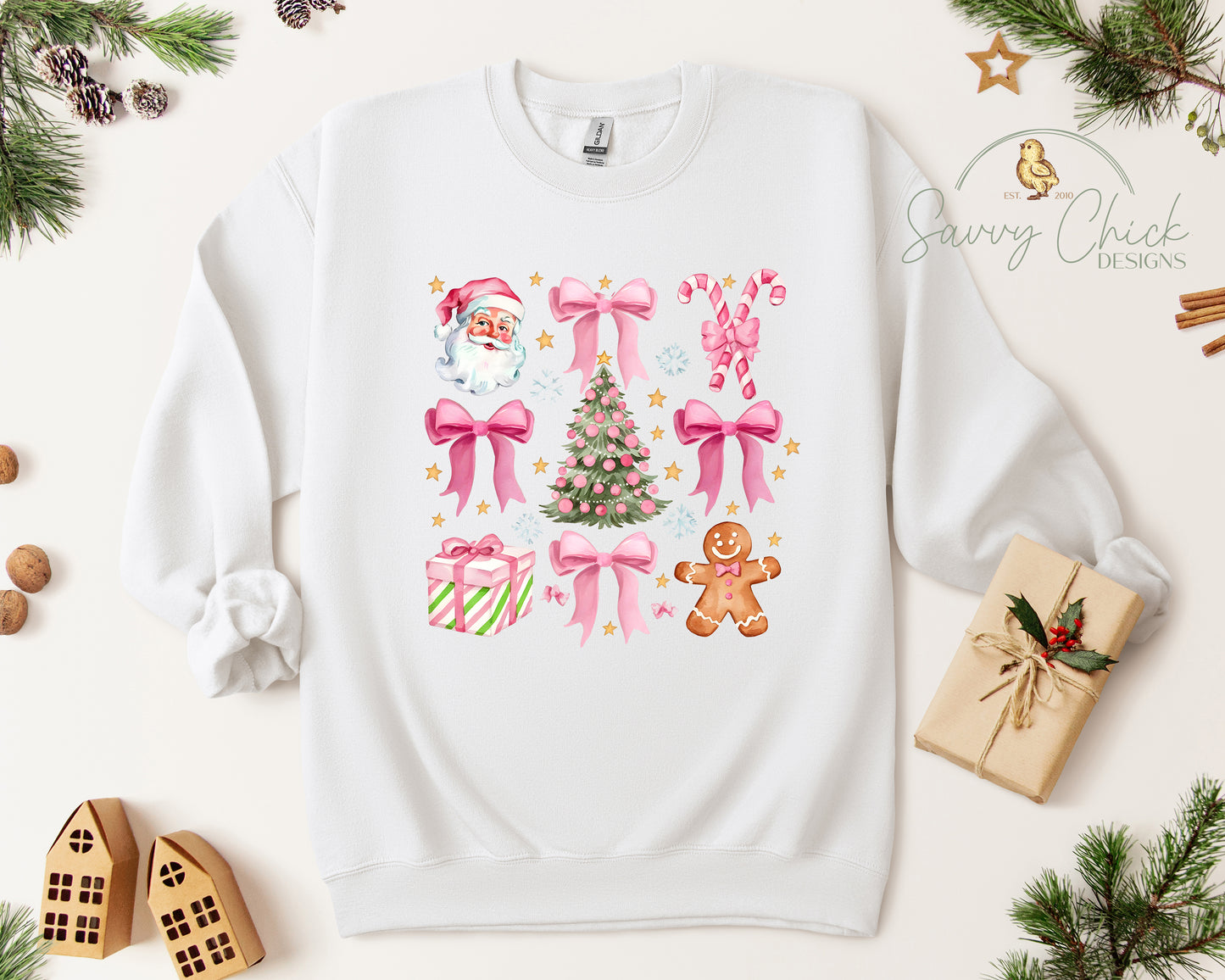 Preppy Santa & Coquettes Christmas Sweatshirt