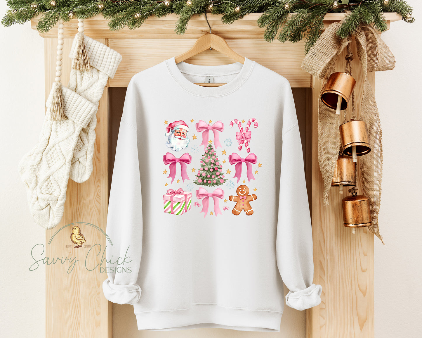 Preppy Santa & Coquettes Christmas Sweatshirt