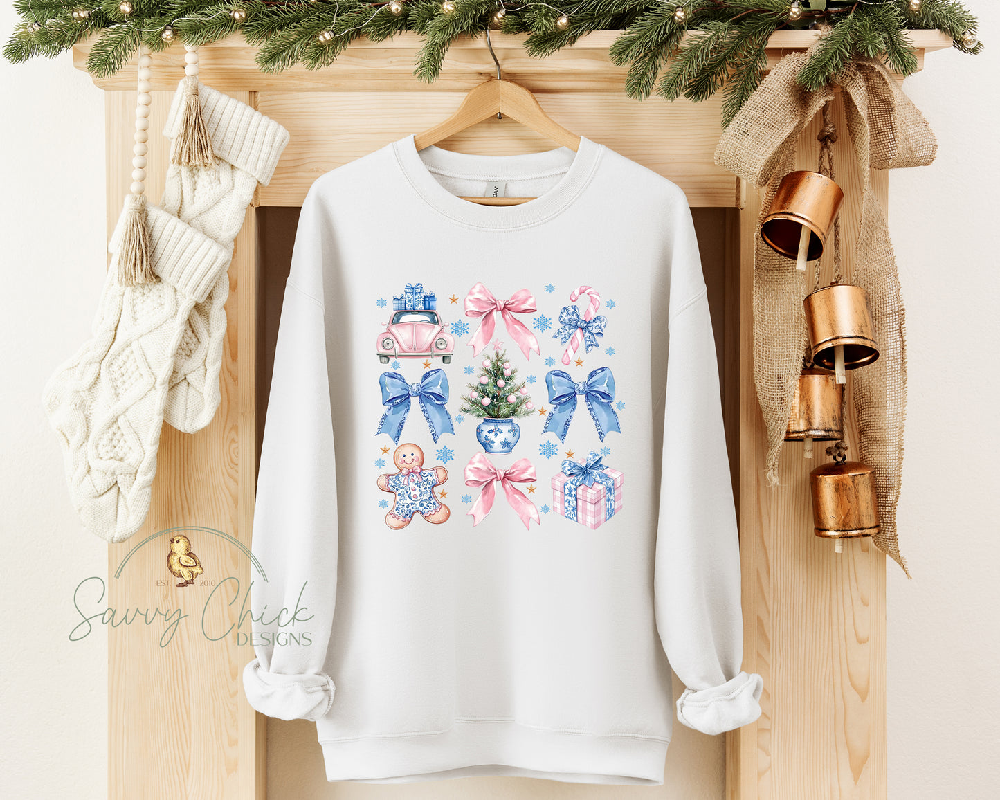 VW Bug & Coquettes Christmas Sweatshirt